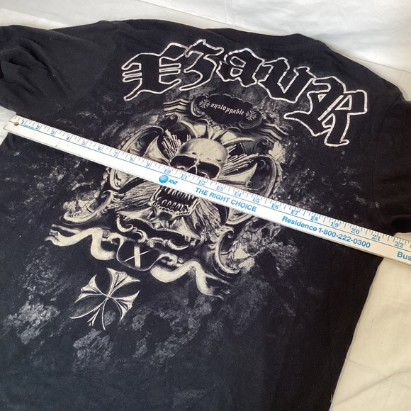 Xzavier Vintage Fear The Unknown Gothic Black All Over Graphic Tee Men’s Medium - Picture 9 of 11